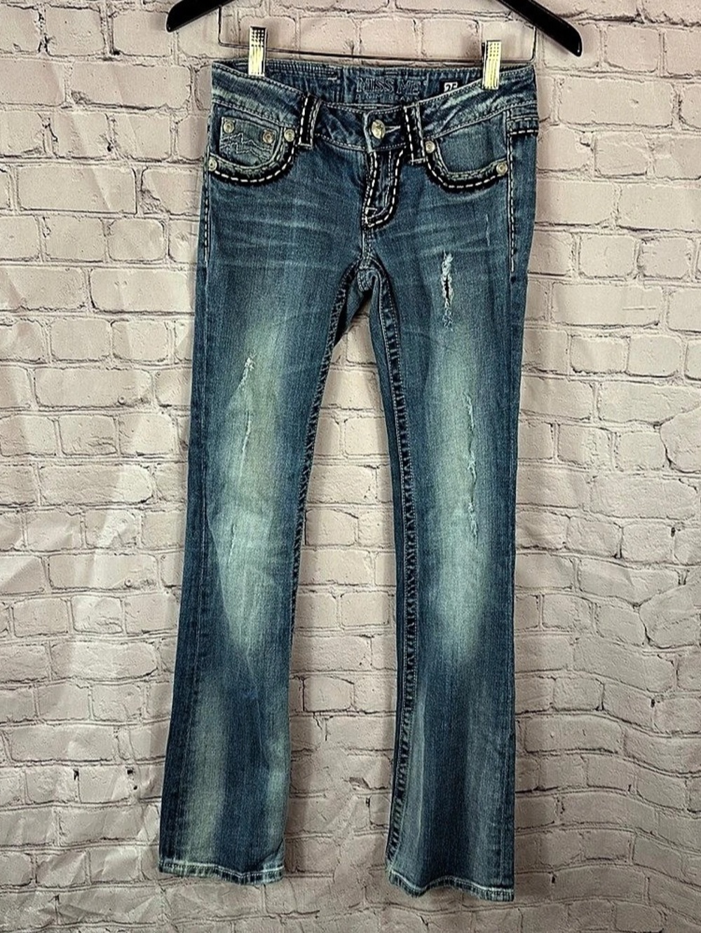 Miss Me low rise Sunny Boot denim Jeans women 25 embellished Y2K boho western